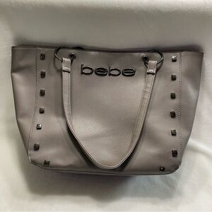 Bebe Taupe Studded Medium Tote Bag